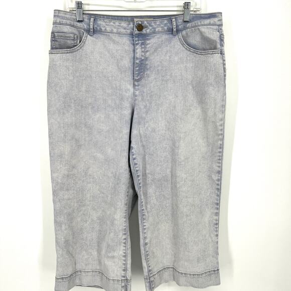 LOGO by Lori Goldstein Boyfriend Cropped Pants Factory Washed Periwinkle Size 14 - Picture 1 of 10